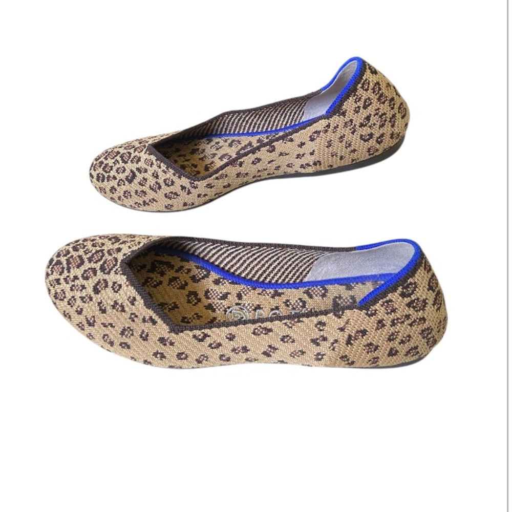Rothy's The Flat Round Toe Ballet Shoes Size 8.5Leopard Cheetah Animal Print,GUC